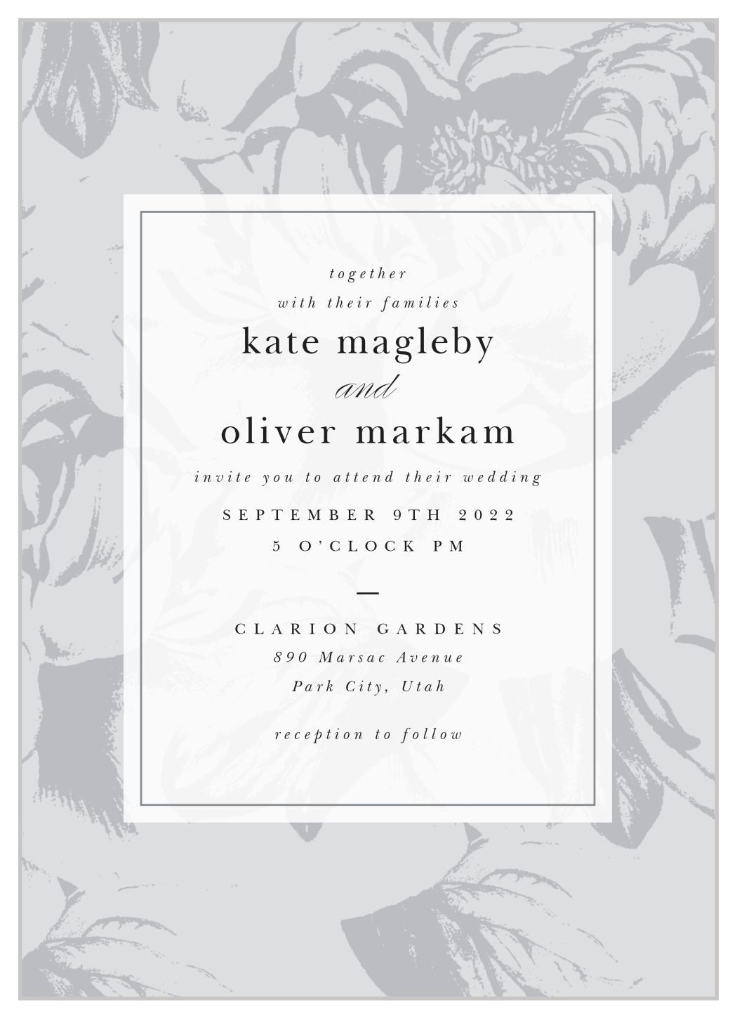 Etched Peony Wedding Invitations