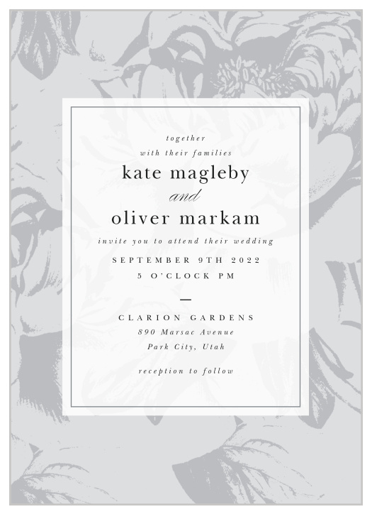 Send your future a modern invitation reflecting your elegant style with our Etched Peony Wedding Invitations. 