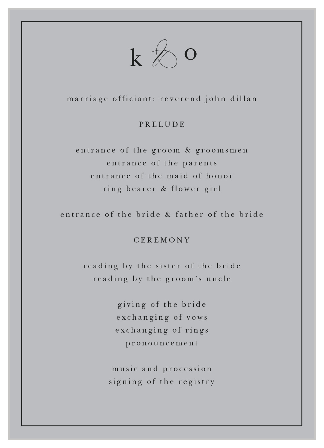 Etched Peony Wedding Programs