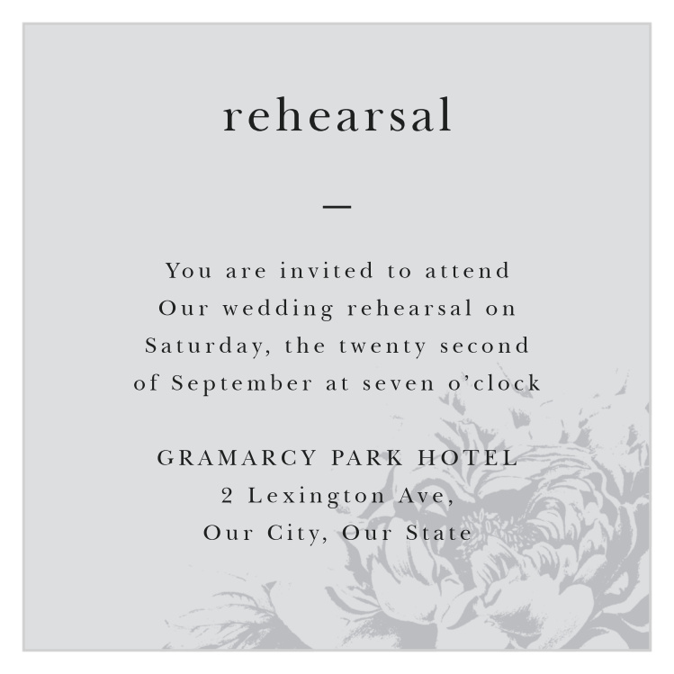 Etched Peony Rehearsal Cards