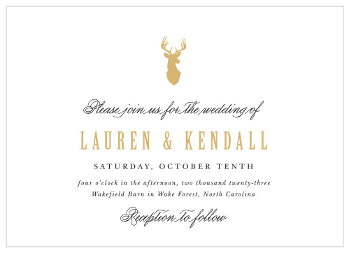 Bring family and friends together to celebrate your marriage with our Camo & Antlers Landscape Wedding Landscape Invitations.