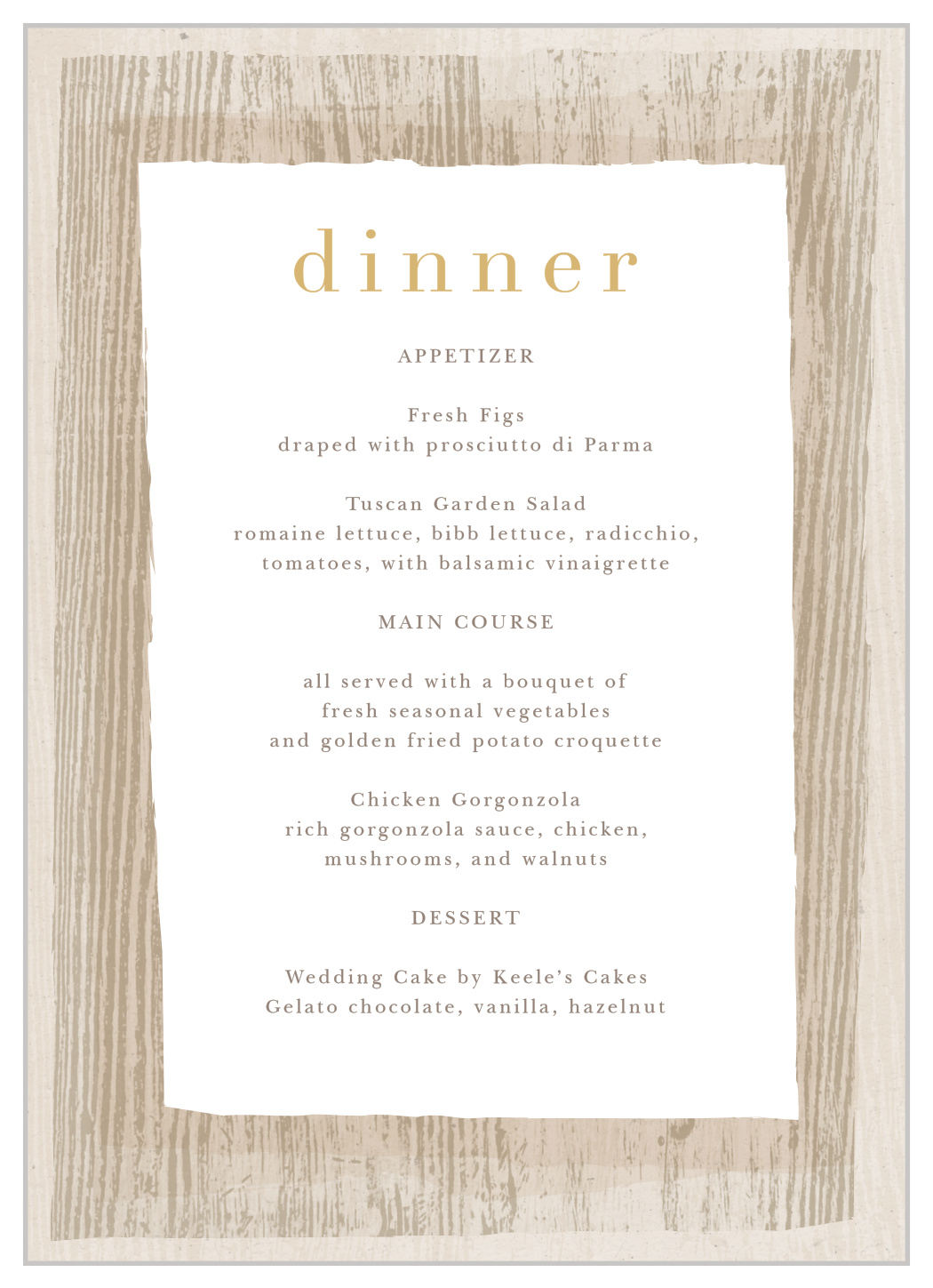 Wood Collage Wedding Menus