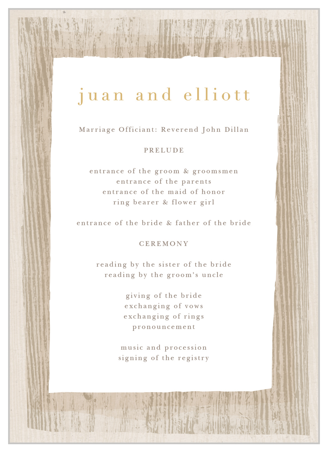 Wood Collage Wedding Programs