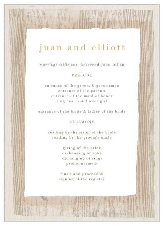Wood Collage Wedding Programs