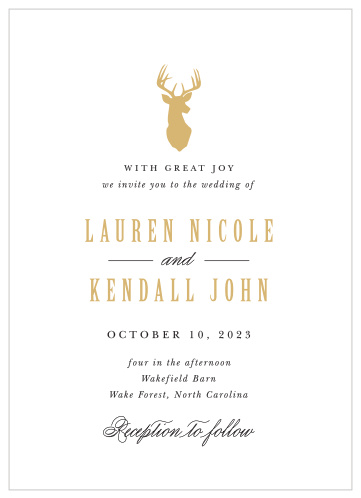 Camo & Antlers Portrait Wedding Invitations