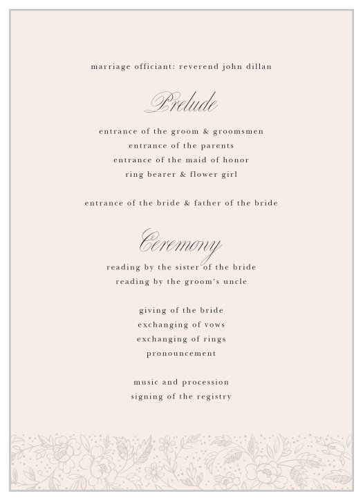 Set the stage for your dream ceremony with our Botanical Border Wedding Programs. 