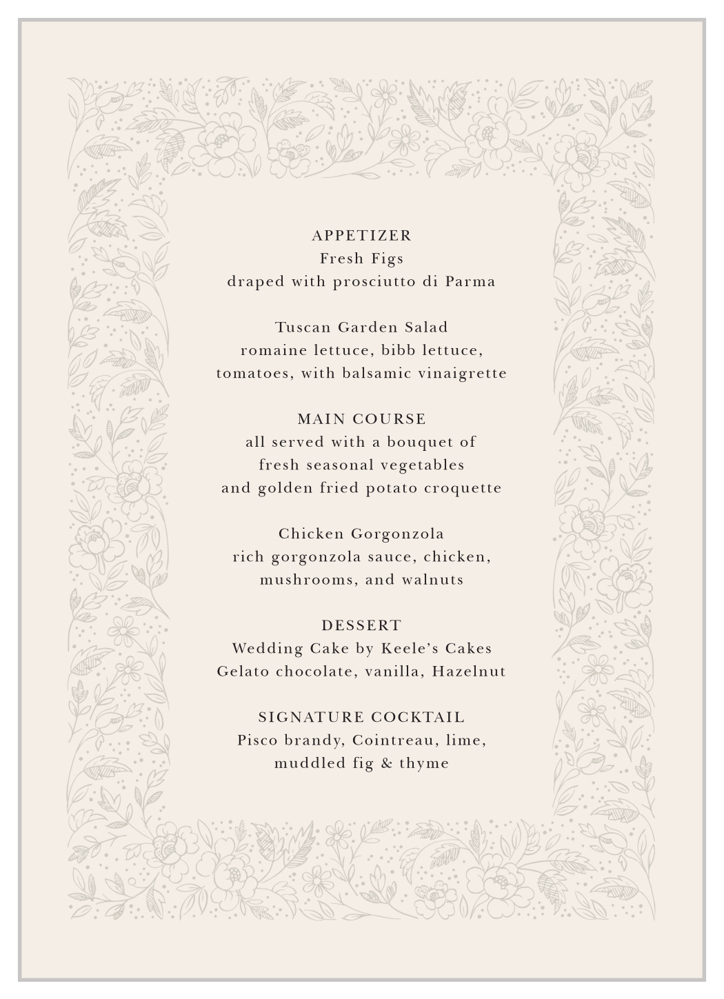 Botanical Border Wedding Menus