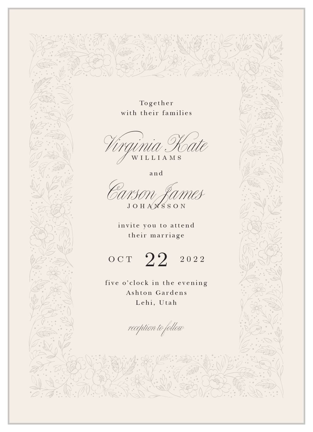 Botanical Border Wedding Invitations