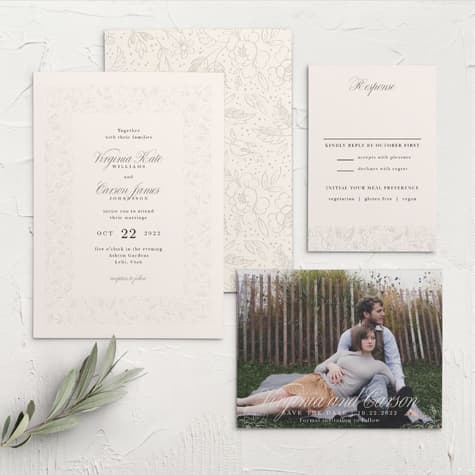 Botanical Border Wedding Invitations