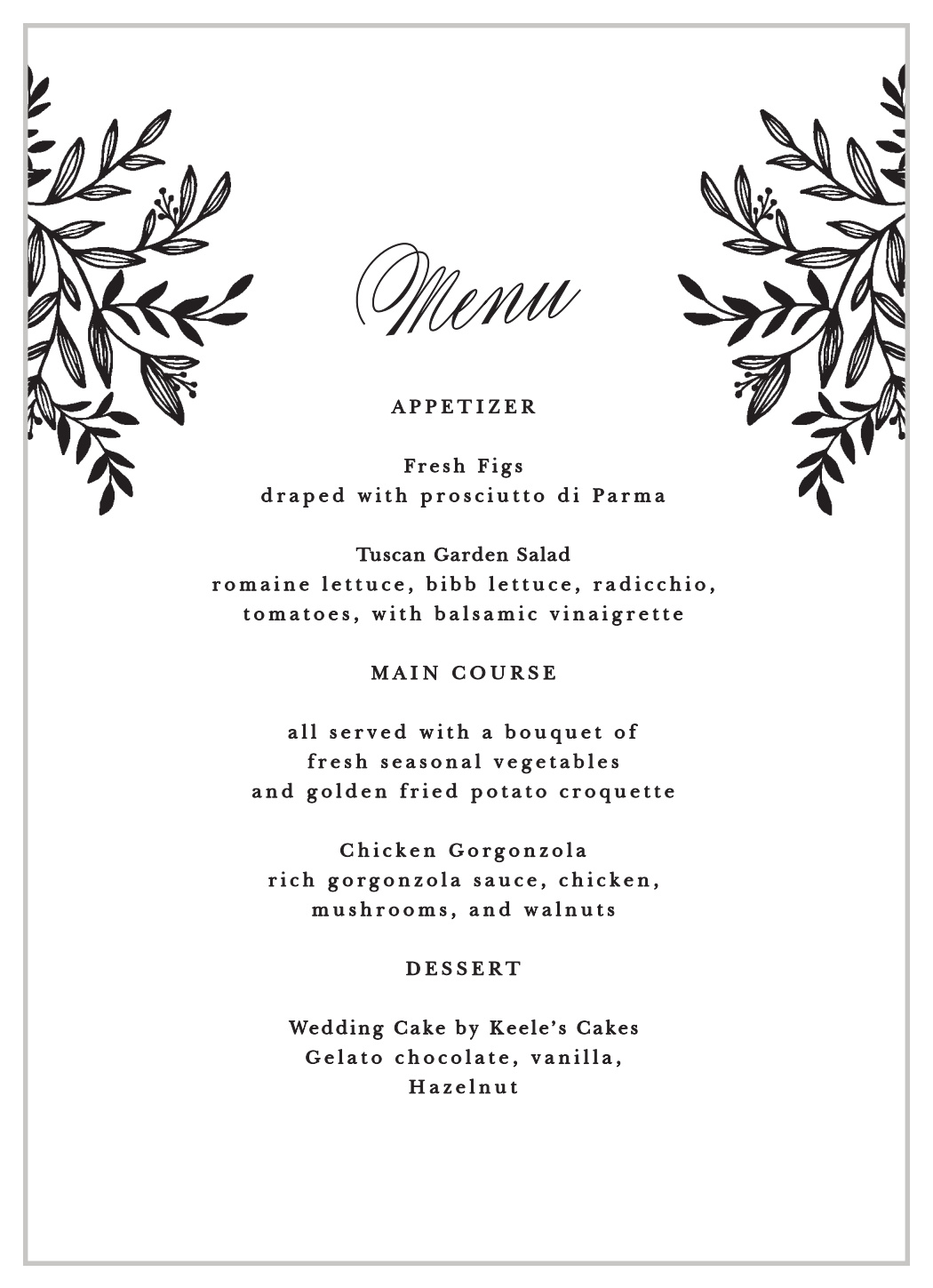 Pen Drawn Wedding Menus