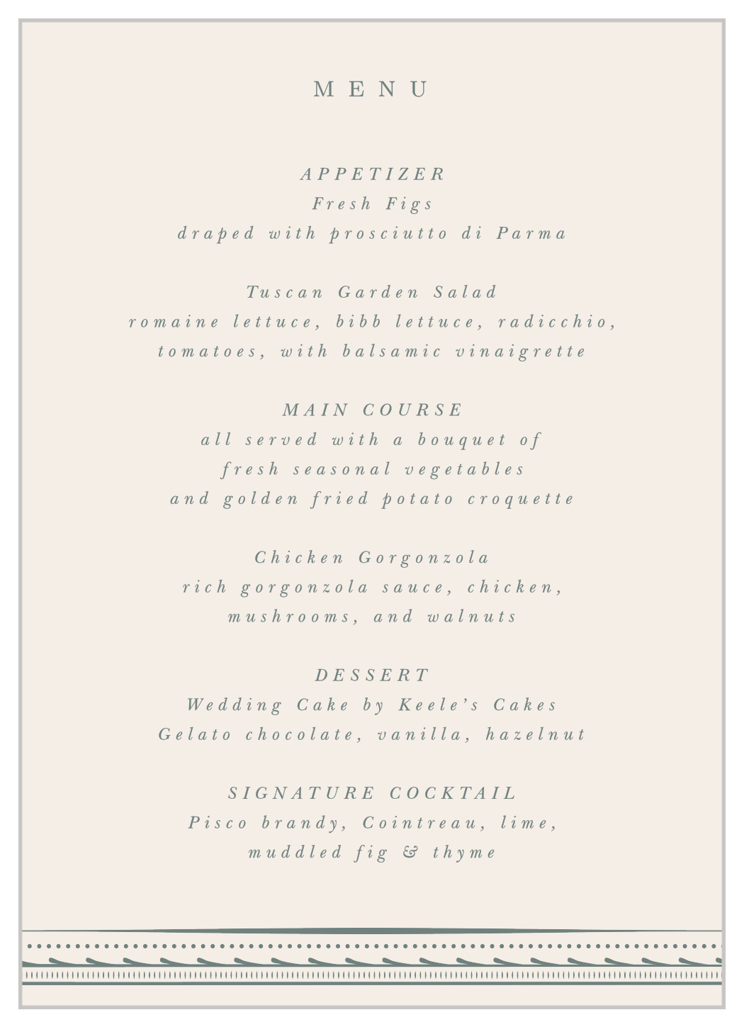Ornate Framing Wedding Menus