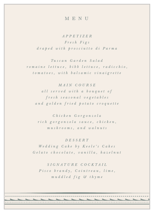 Ornate Framing Wedding Menus