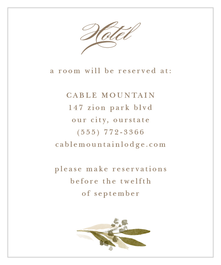 Elegant Wreath Accommodation Cards
