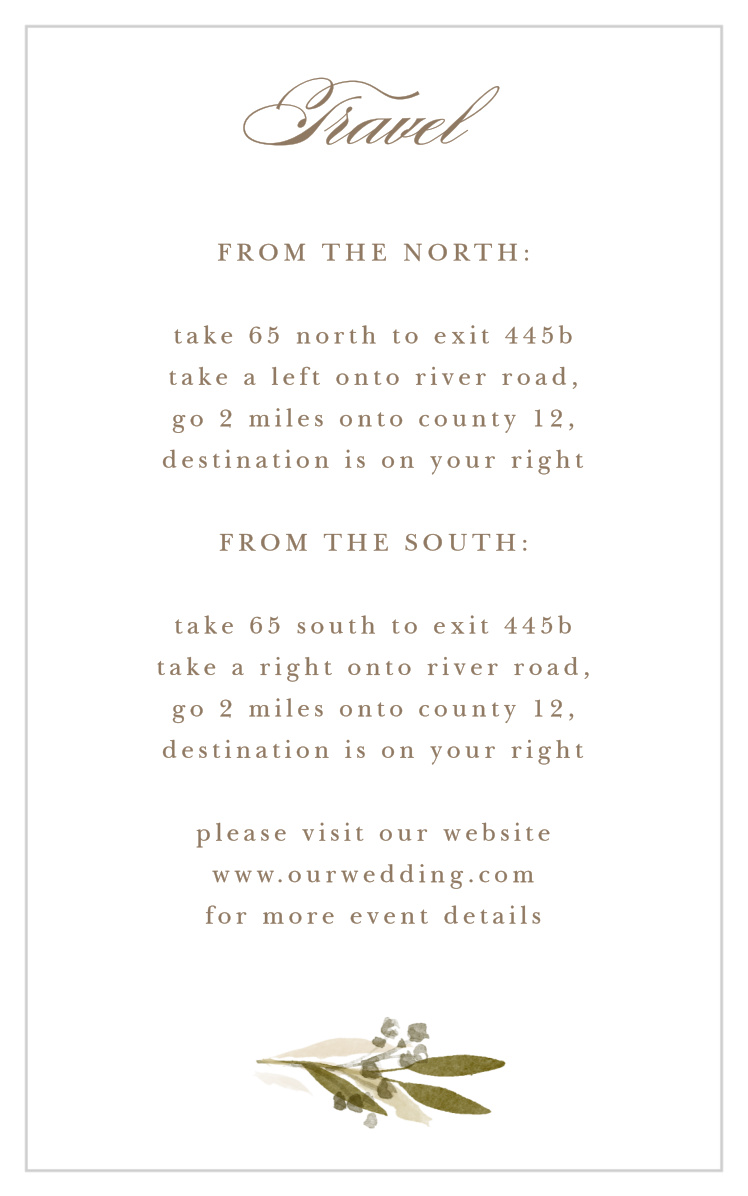 Elegant Wreath Direction Cards