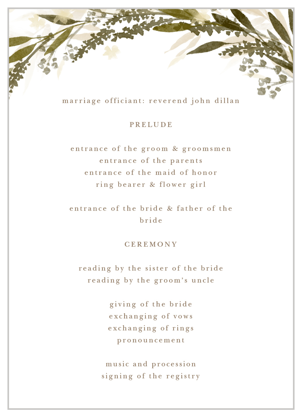 Elegant Wreath Wedding Programs