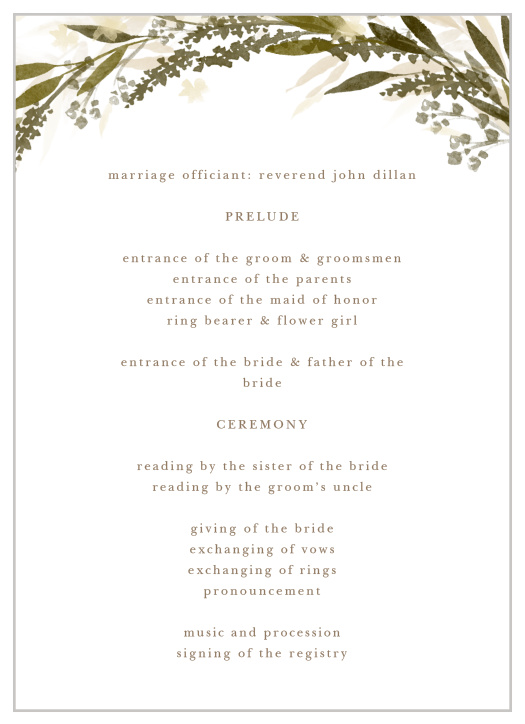 Elegant Wreath Wedding Programs