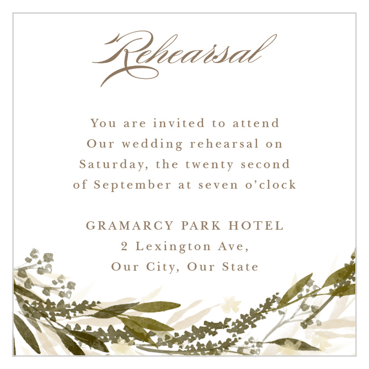 Elegant Wreath Rehearsal Cards