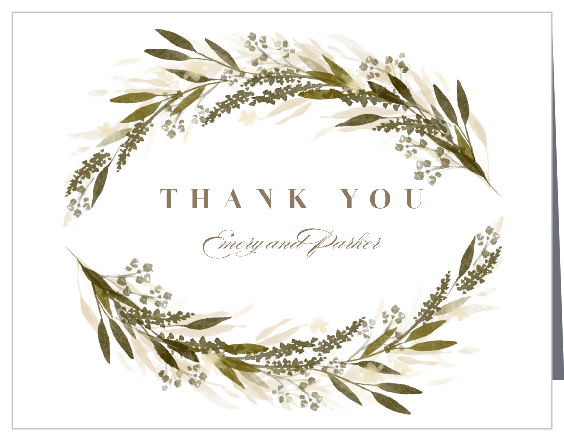 Elegant Wreath Wedding Thank You Cards
