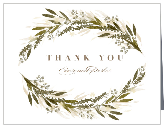 Elegant Wreath Wedding Thank You Cards