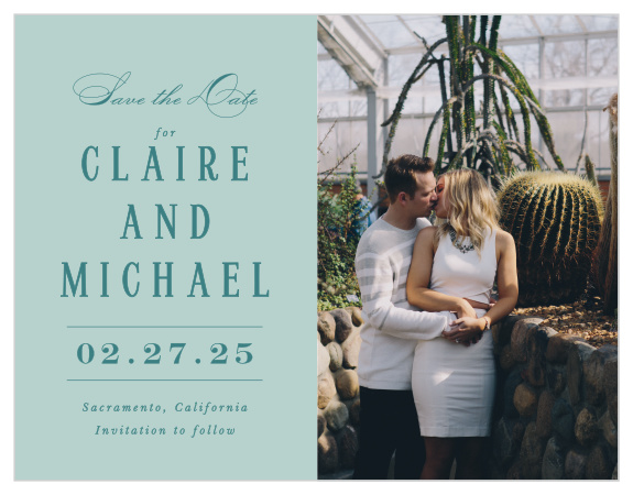 The Formal Charm Save the Date Magnets will remind guests of the upcoming event date with a picture of the couple. 