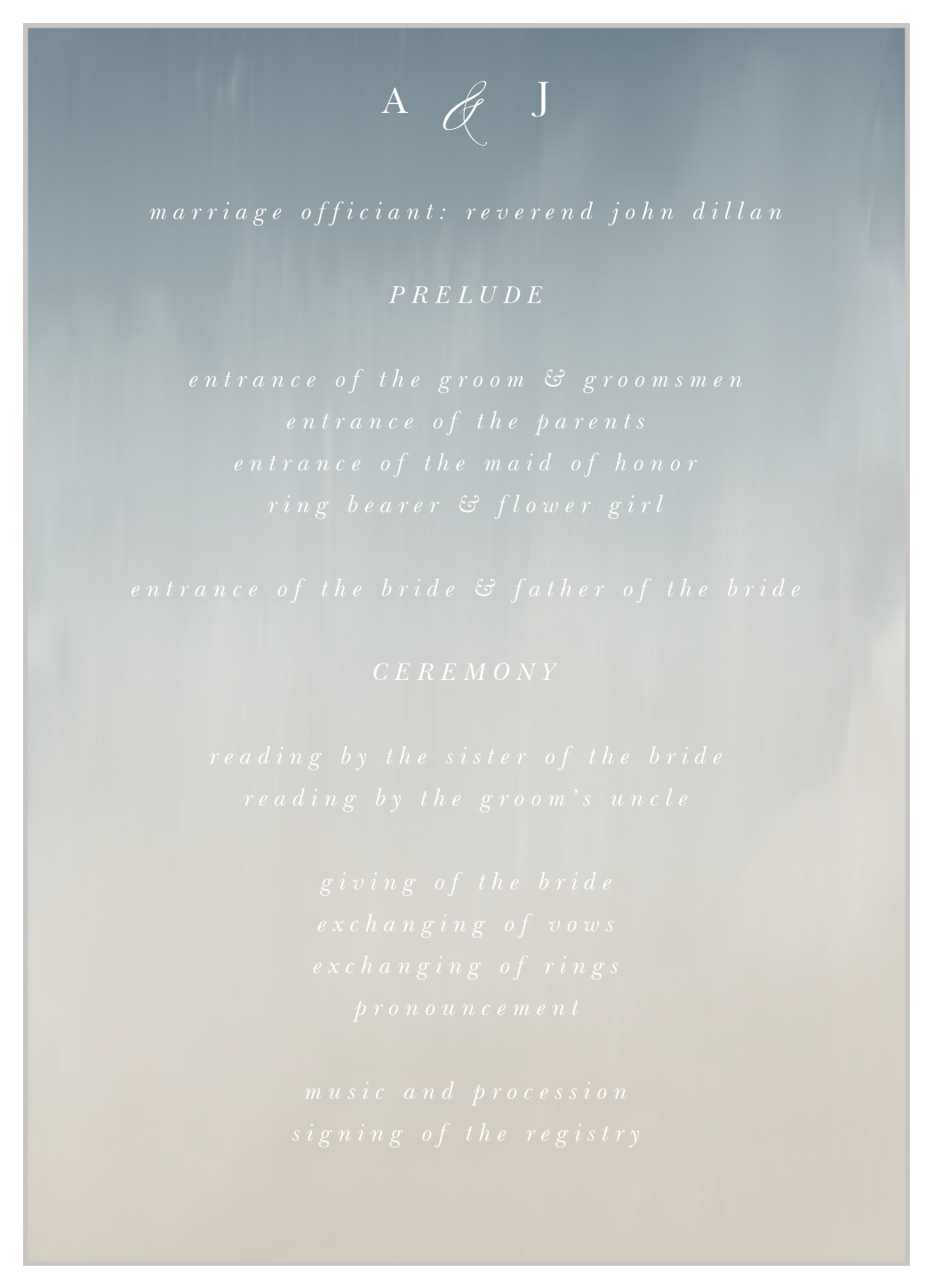 Soft Mist Wedding Programs