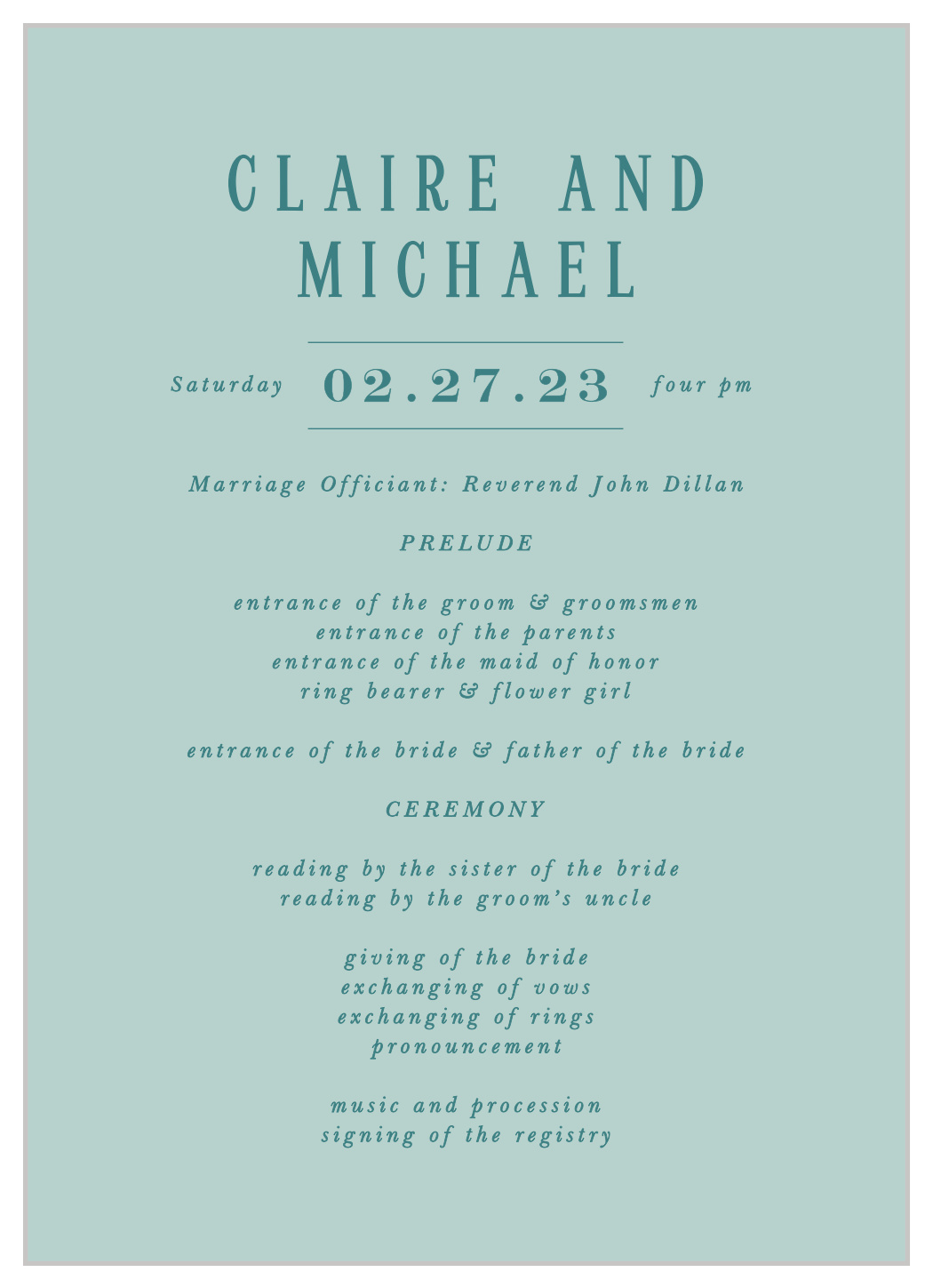 Formal Charm Wedding Programs