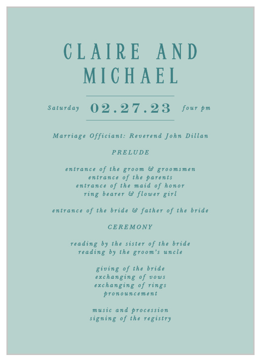 Formal Charm Wedding Programs