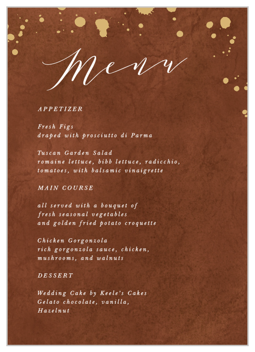 Painted Stone Wedding Menus