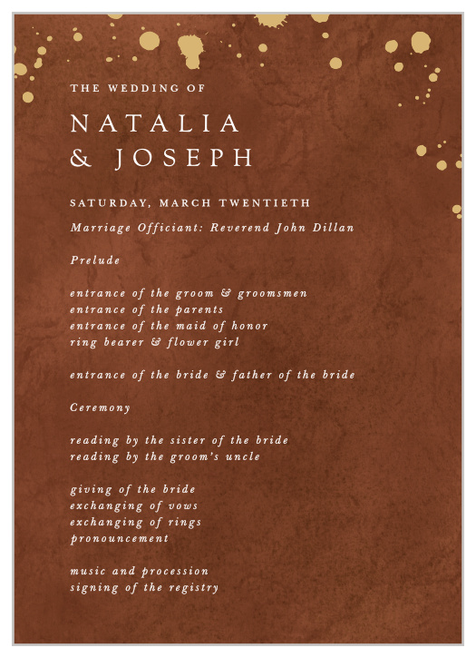 Painted Stone Wedding Programs