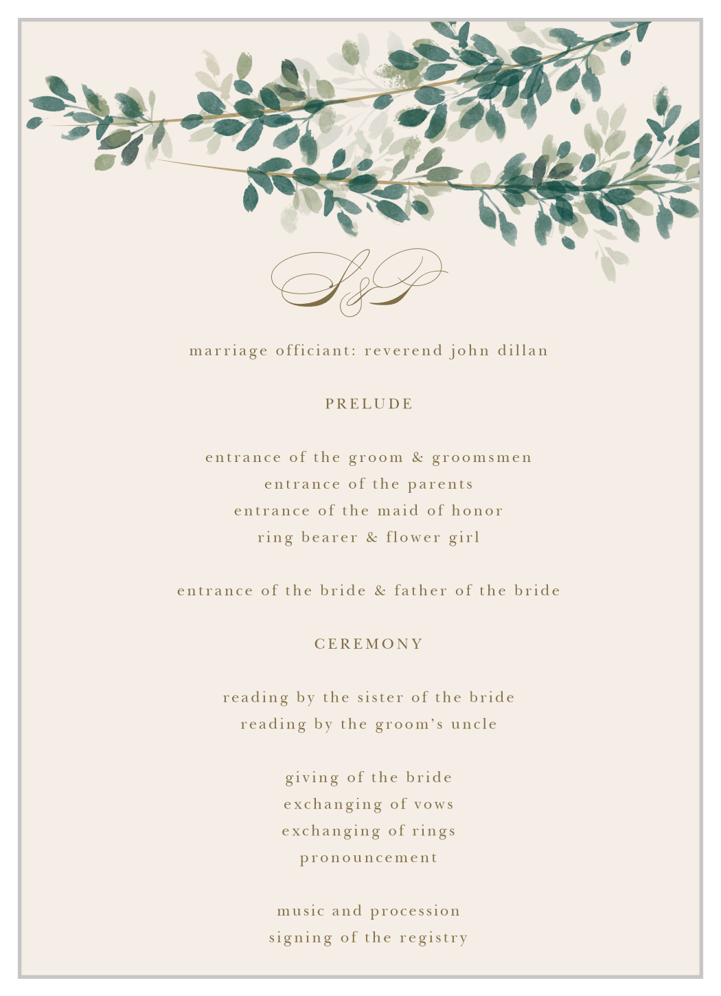 Hanging Canopy Wedding Programs