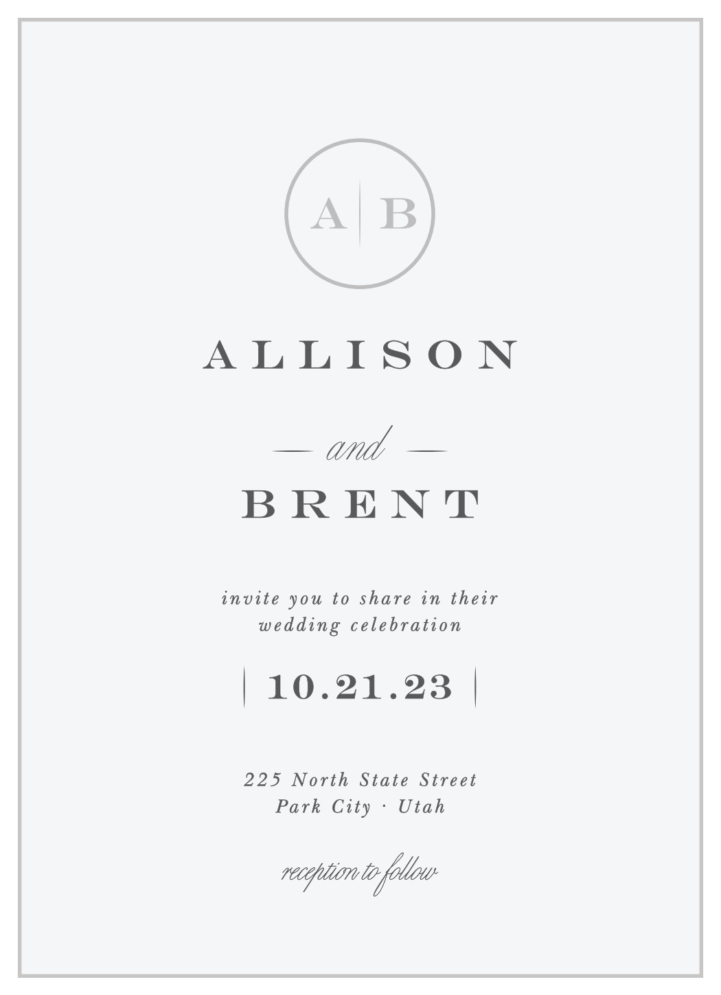 Minimalist Monogram Wedding Invitations