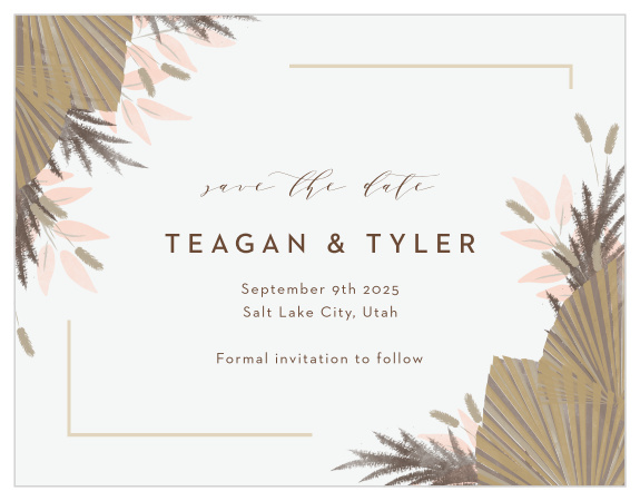 Mark a spot on everyone's calendar with our Dried Foliage Save the Date Magnets.