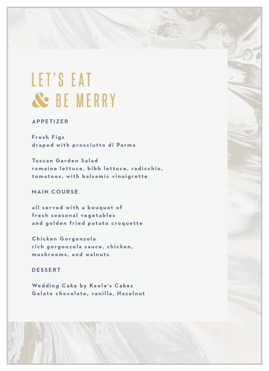 Marbled Shell Wedding Menus