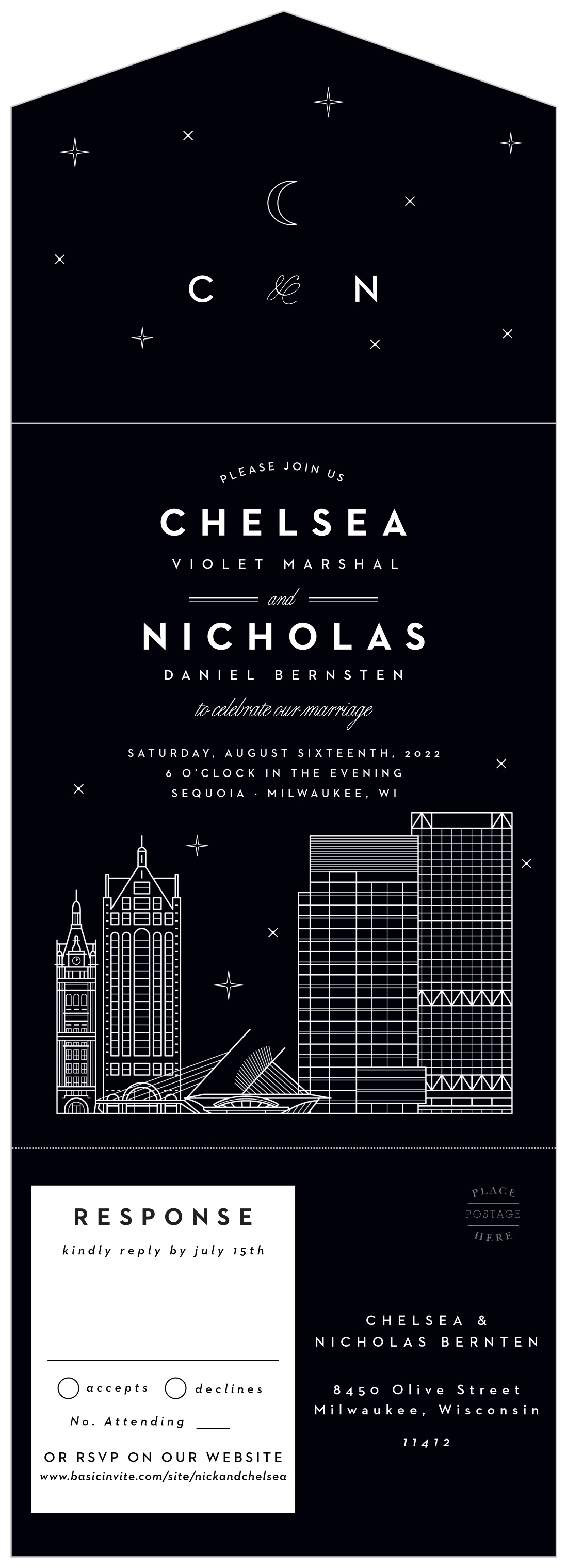Milwaukee Skyline Seal & Send Wedding Invitations