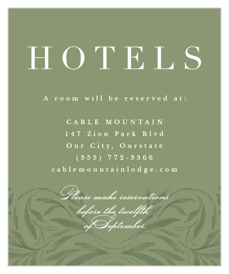 Engraved Elegance Accommodation Cards