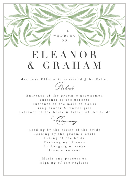 Engraved Elegance Wedding Programs