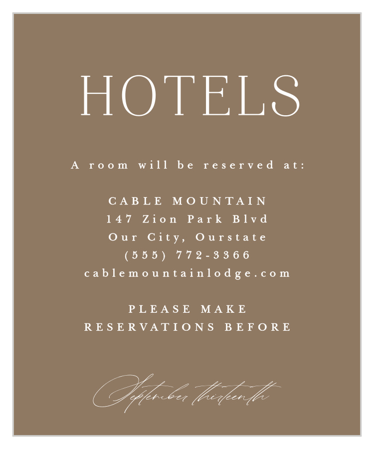 Monogrammed Minimalist Accommodation Cards