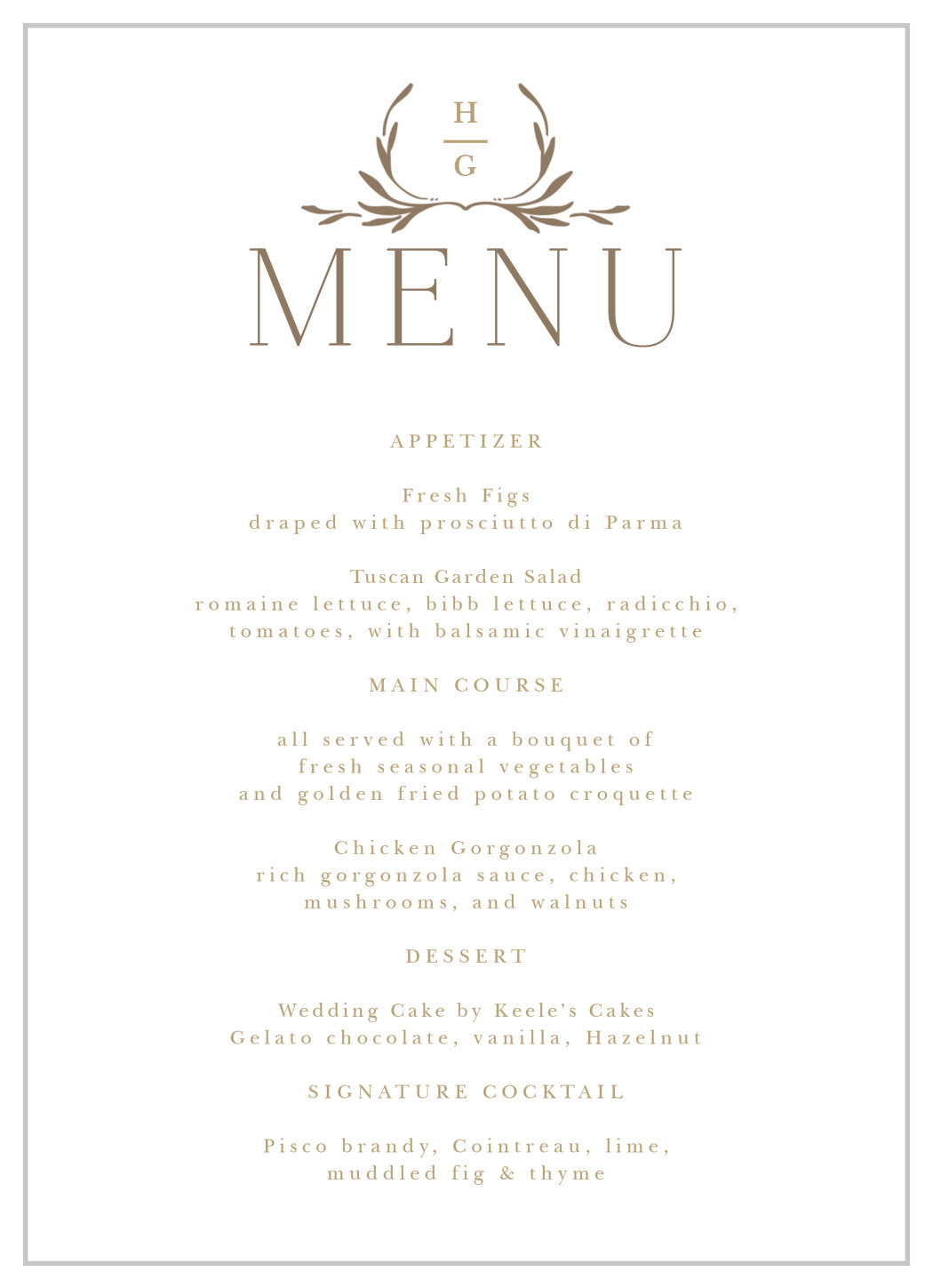 Monogrammed Minimalist Wedding Menus