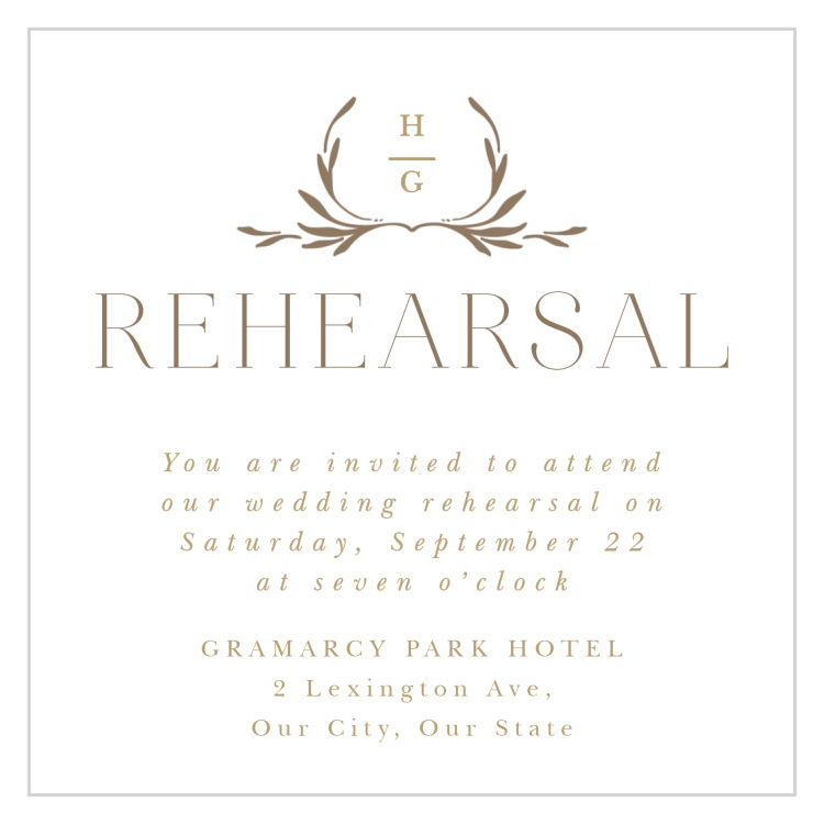 Monogrammed Minimalist Rehearsal Cards