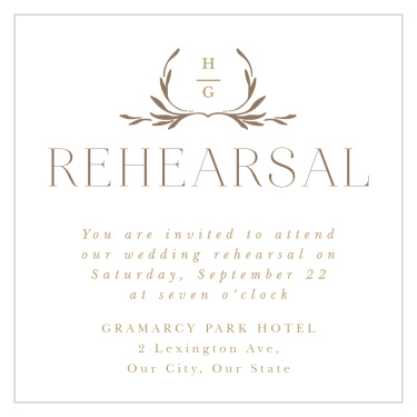 Monogrammed Minimalist Rehearsal Cards