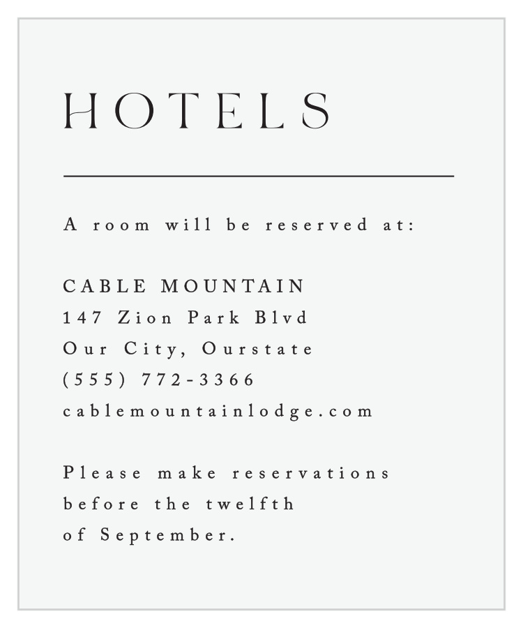 Minimal Magnifique Accommodation Cards