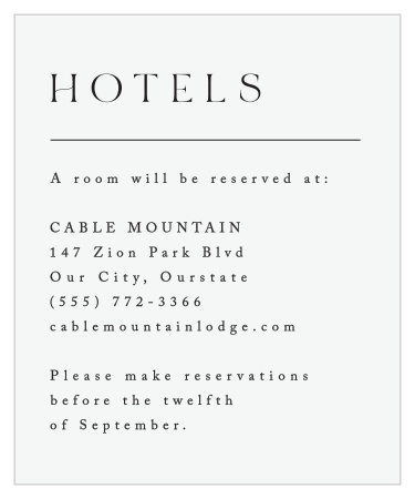 Minimal Magnifique Accommodation Cards