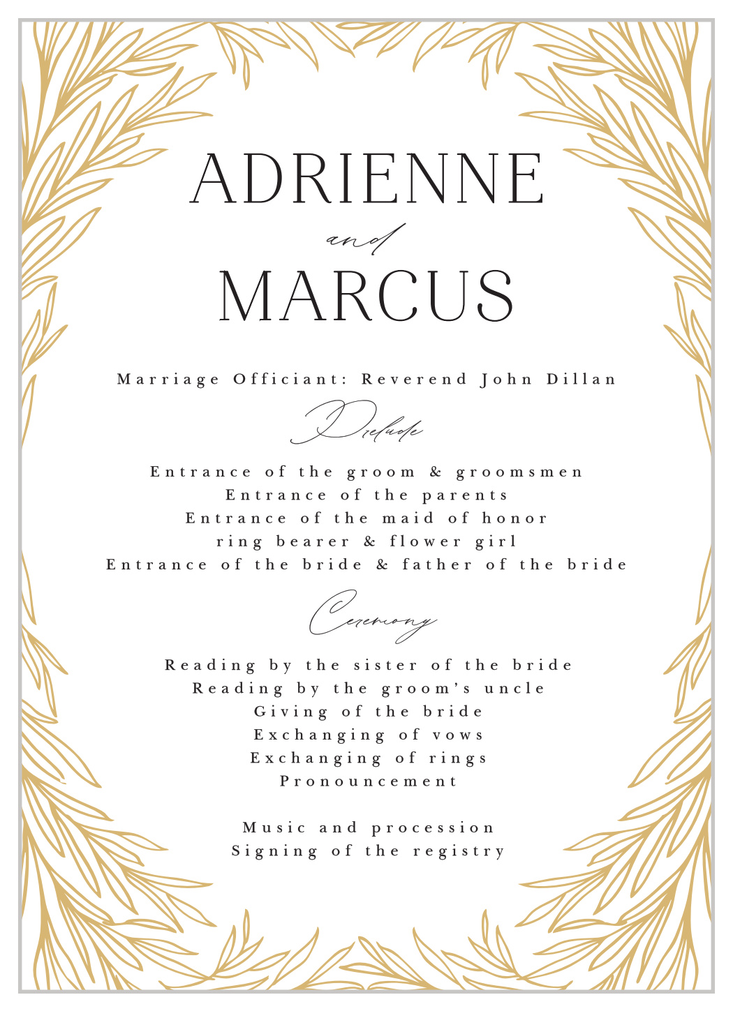 Leafy Laurel Wedding Programs