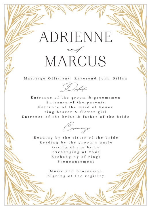 Leafy Laurel Wedding Programs