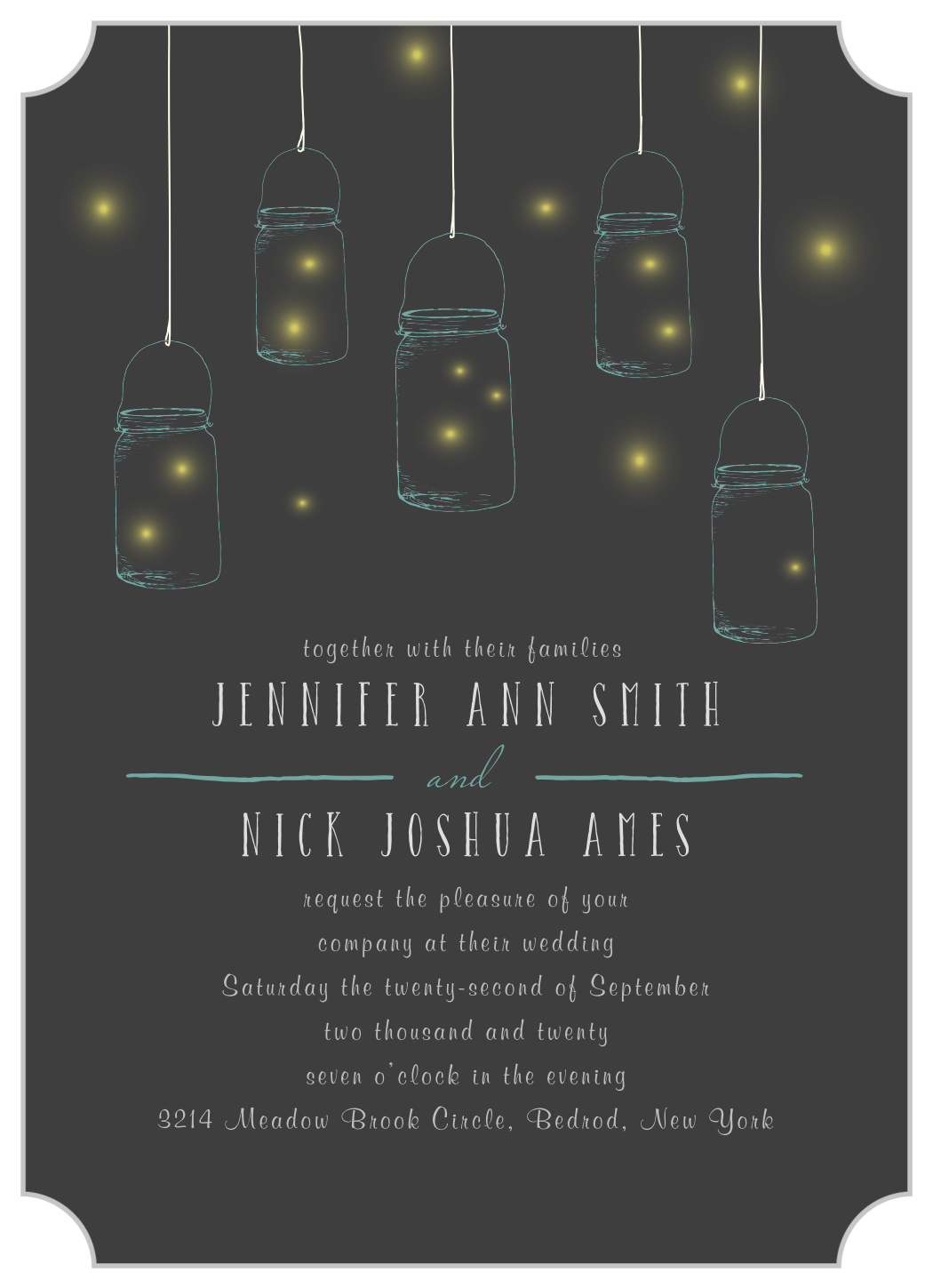 Mason Jars & Fireflies Wedding Invitations