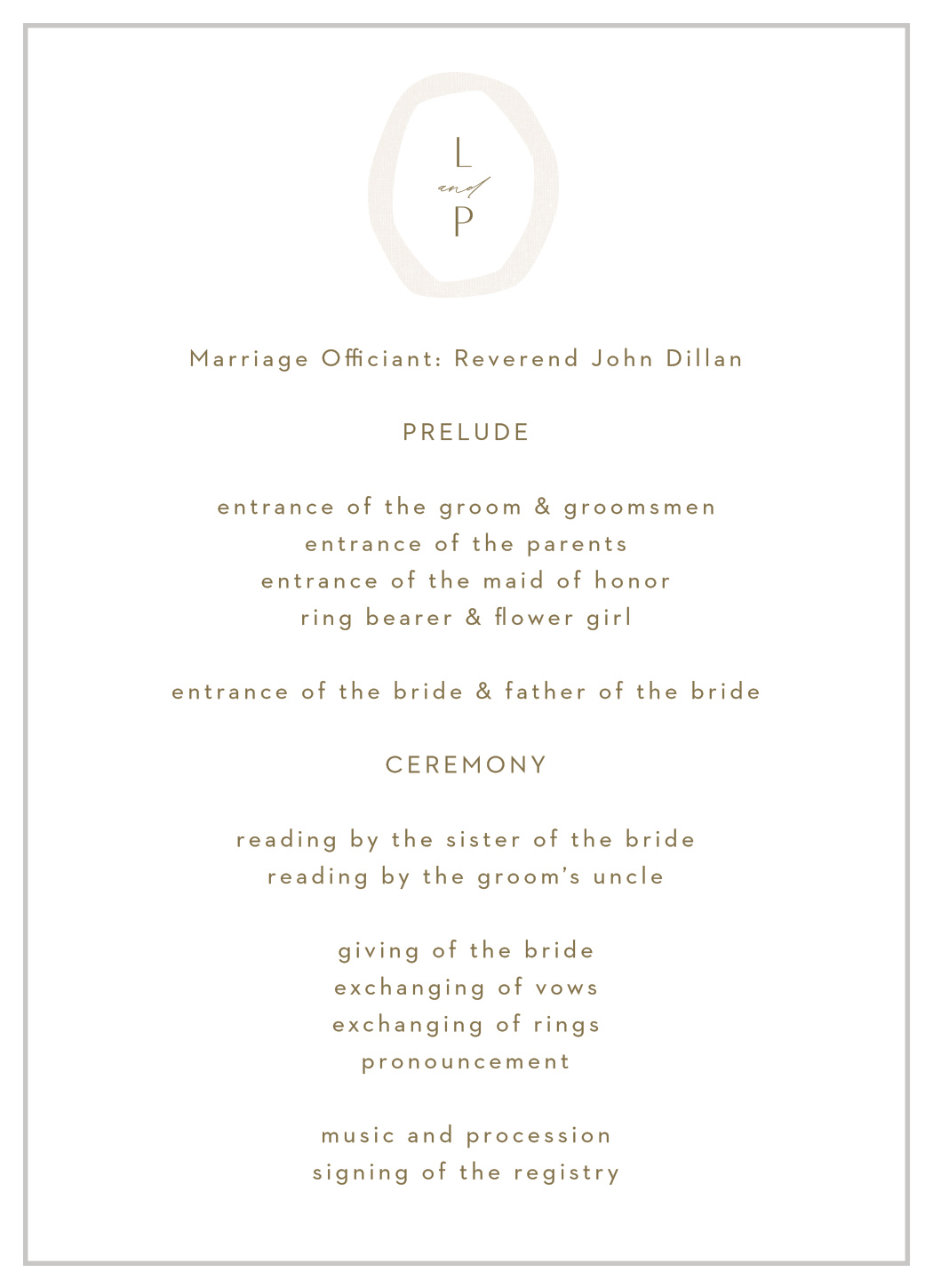 Composed Canvas Wedding Programs