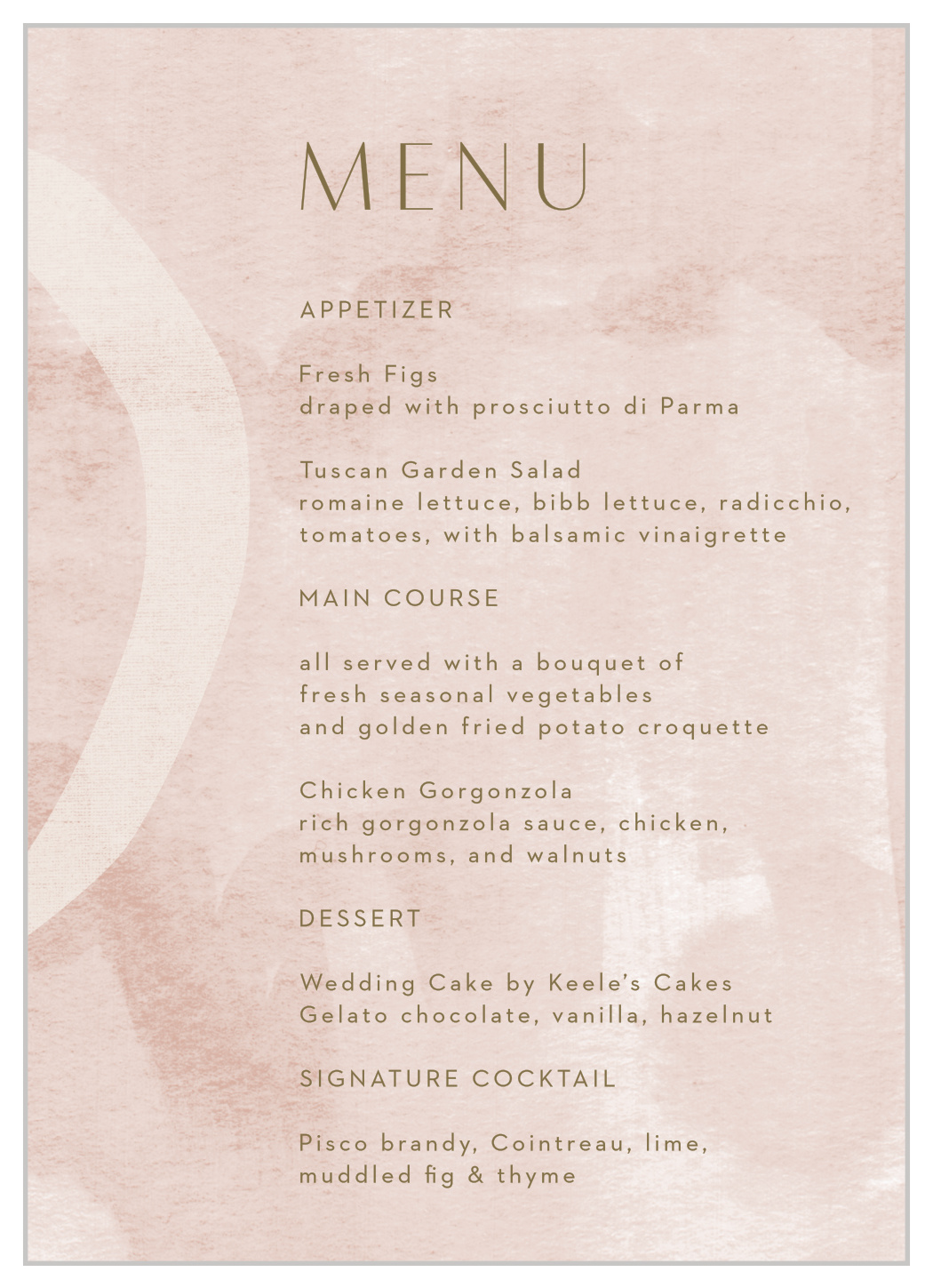 Composed Canvas Wedding Menus