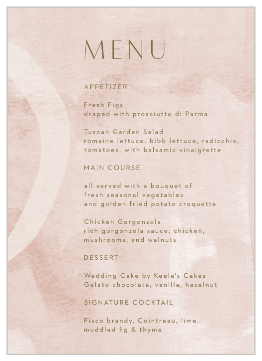 Composed Canvas Wedding Menus