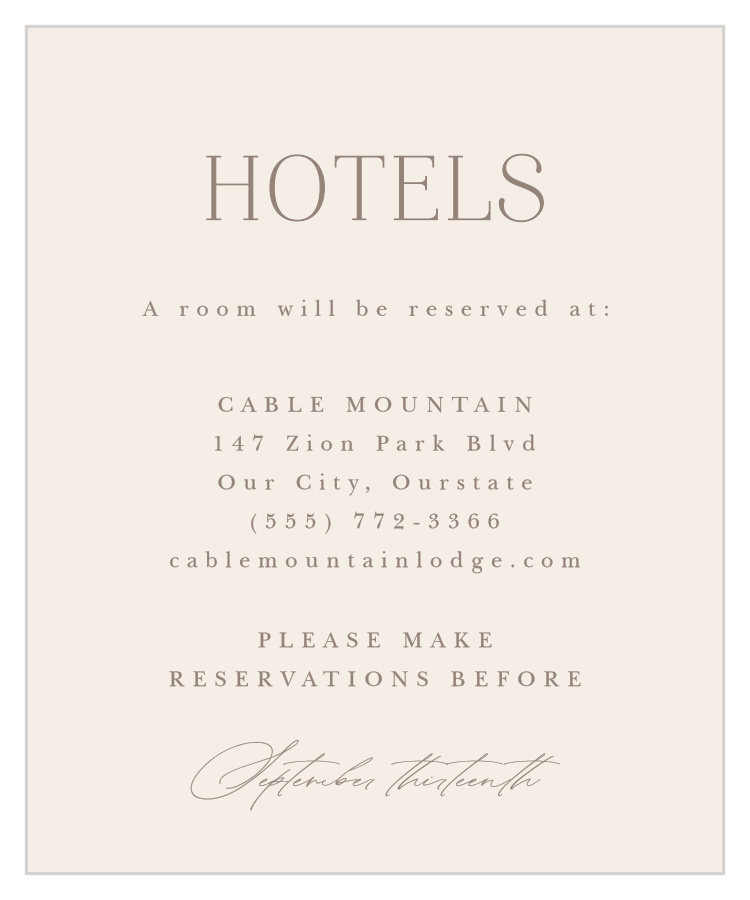 Botanical Romance Accommodation Cards