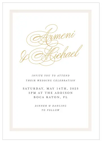 Invite your closest family and friends to celebrate your love with our elegant Simple Border Wedding Invitations!